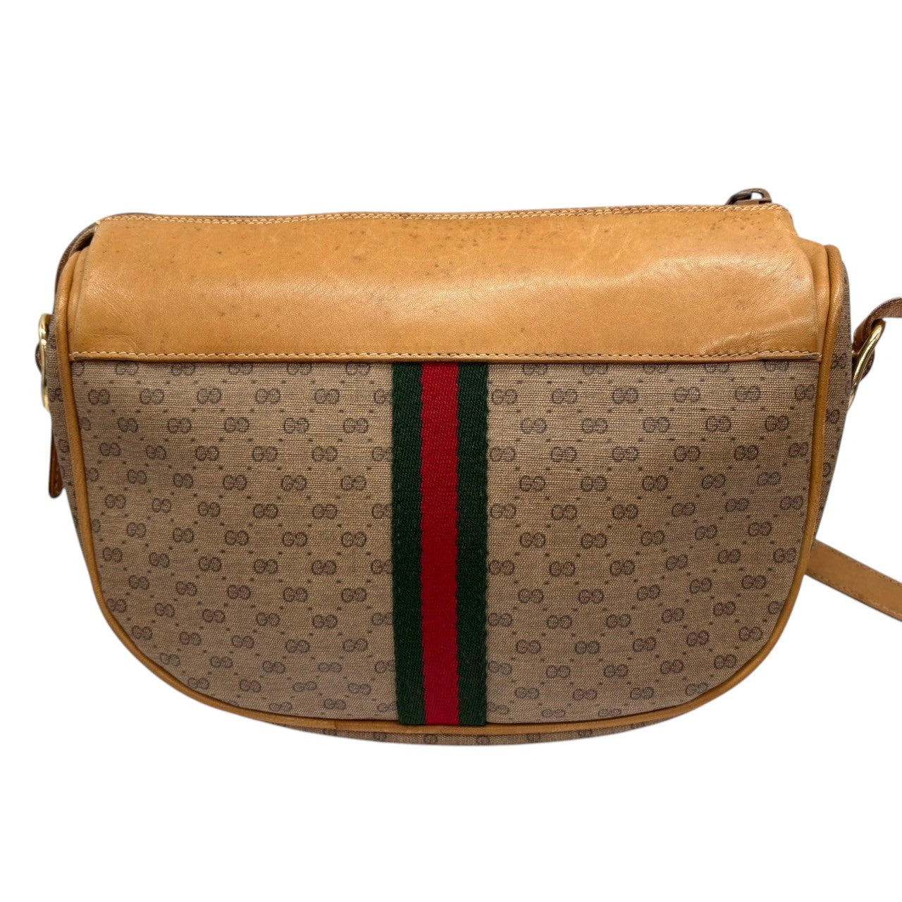 グッチ GUCCI オールドグッチ ショルダーバッグ クロスボディ 斜め掛け可 マイクロGG シェリーライン PVC レザー ブラウン 茶 ゴールド金具 ヴィンテージ ビンテージ クラシック エレガント 希少 レア カバン 鞄 レディース お出かけ Q
