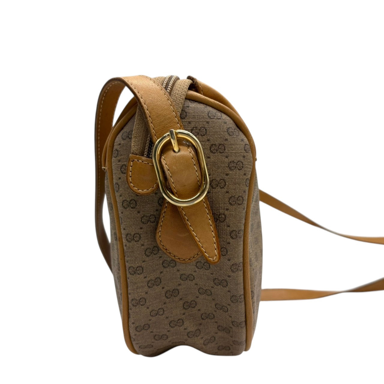 グッチ GUCCI オールドグッチ ショルダーバッグ クロスボディ 斜め掛け可 マイクロGG シェリーライン PVC レザー ブラウン 茶 ゴールド金具 ヴィンテージ ビンテージ クラシック エレガント 希少 レア カバン 鞄 レディース お出かけ Q