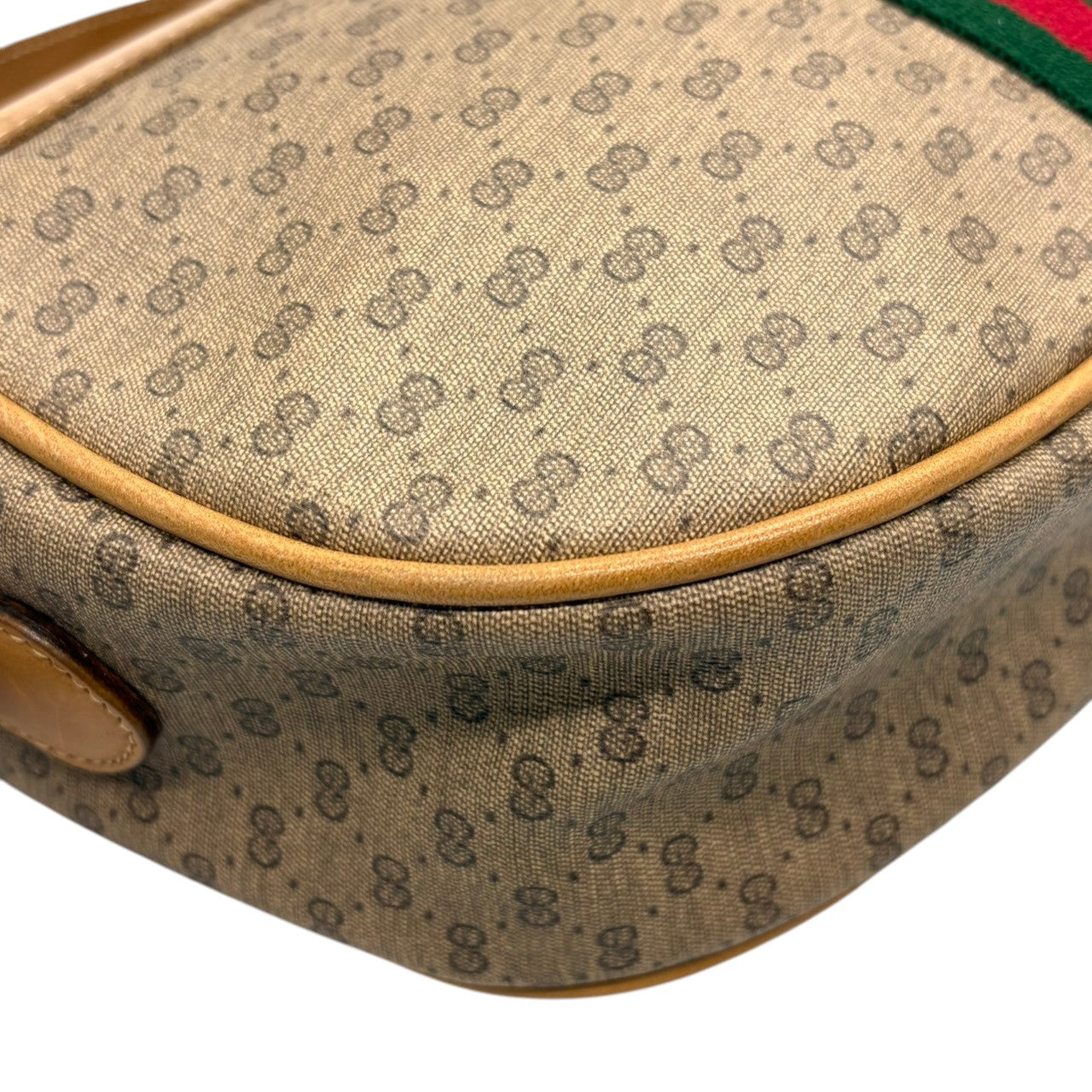 グッチ GUCCI オールドグッチ ショルダーバッグ クロスボディ 斜め掛け可 マイクロGG シェリーライン PVC レザー ブラウン 茶 ゴールド金具 ヴィンテージ ビンテージ クラシック エレガント 希少 レア カバン 鞄 レディース お出かけ Q