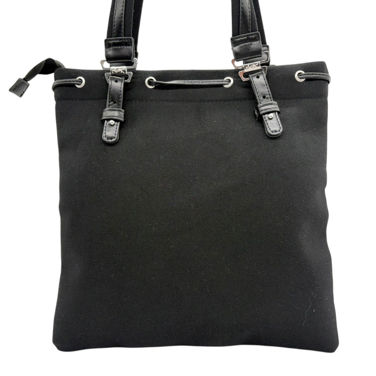 美品 イヴ・サンローラン Yves Saint Laurent YSL トートバッグ ハンドバッグ ワンショルダーバッグ 肩掛け キャンバス レザー ブラック 黒 ゴールド金具 ビッグロゴ デカロゴ クラシック エレガント ヴィンテージ ビンテージ s5
