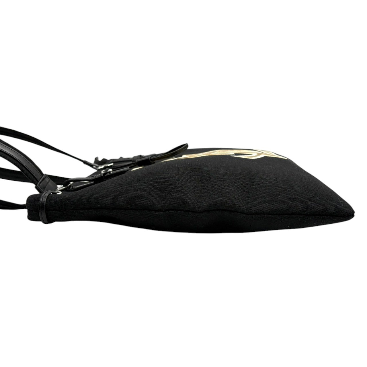 美品 イヴ・サンローラン Yves Saint Laurent YSL トートバッグ ハンドバッグ ワンショルダーバッグ 肩掛け キャンバス レザー ブラック 黒 ゴールド金具 ビッグロゴ デカロゴ クラシック エレガント ヴィンテージ ビンテージ s5