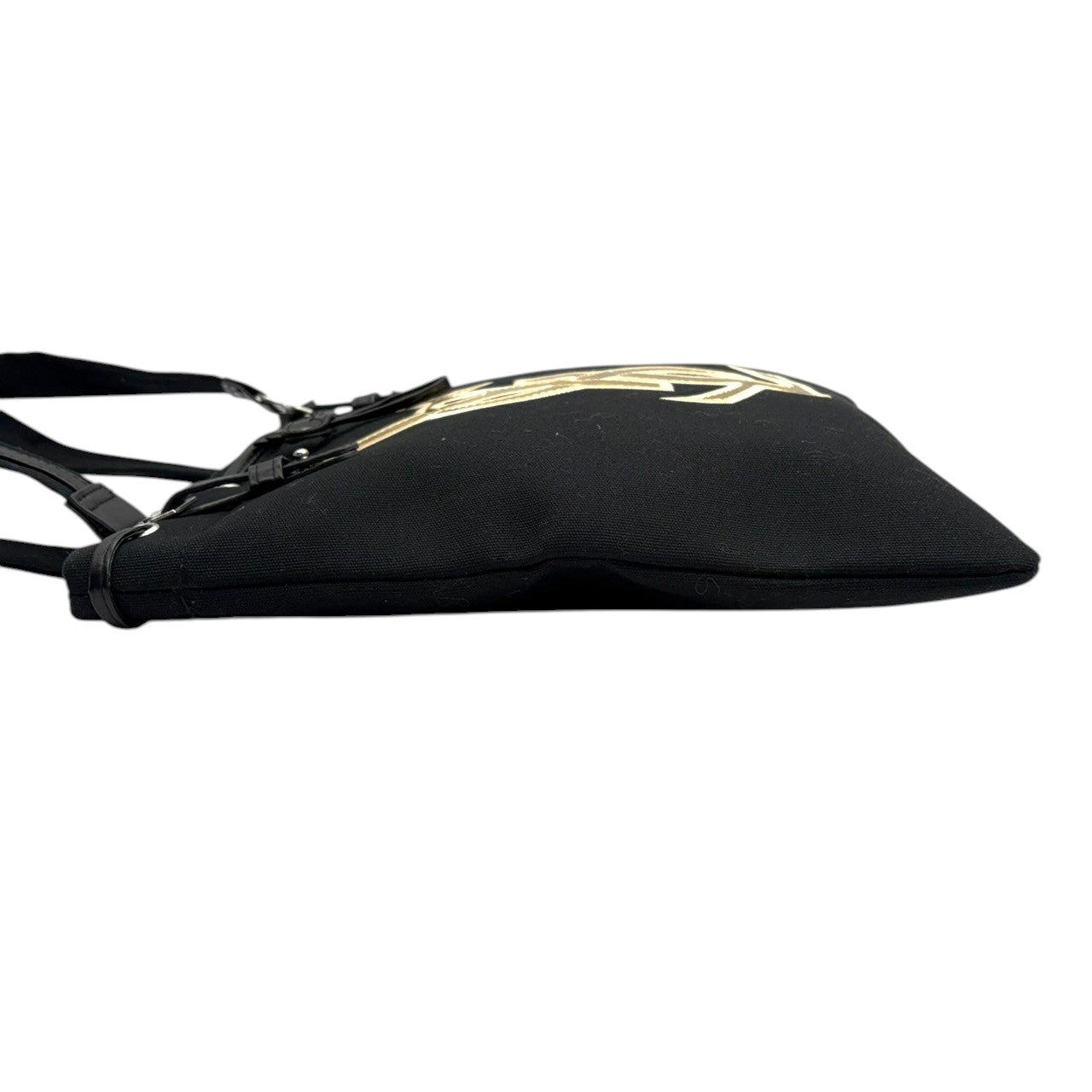 美品 イヴ・サンローラン Yves Saint Laurent YSL トートバッグ ハンドバッグ 肩掛け ワンショルダー キャンバス レザー ブラック 黒 ゴールド金具 ビッグロゴ デカロゴ クラシック エレガント ヴィンテージ ビンテージ 希少 s15