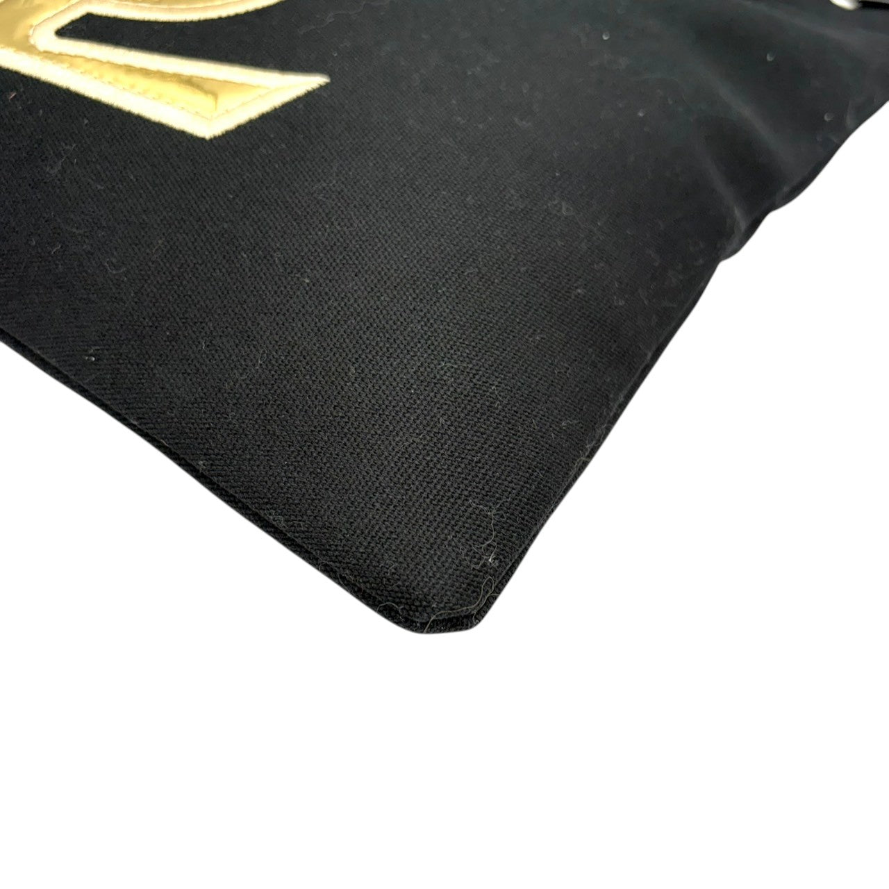 美品 イヴ・サンローラン Yves Saint Laurent YSL トートバッグ ハンドバッグ 肩掛け ワンショルダー キャンバス レザー ブラック 黒 ゴールド金具 ビッグロゴ デカロゴ クラシック エレガント ヴィンテージ ビンテージ 希少 s15