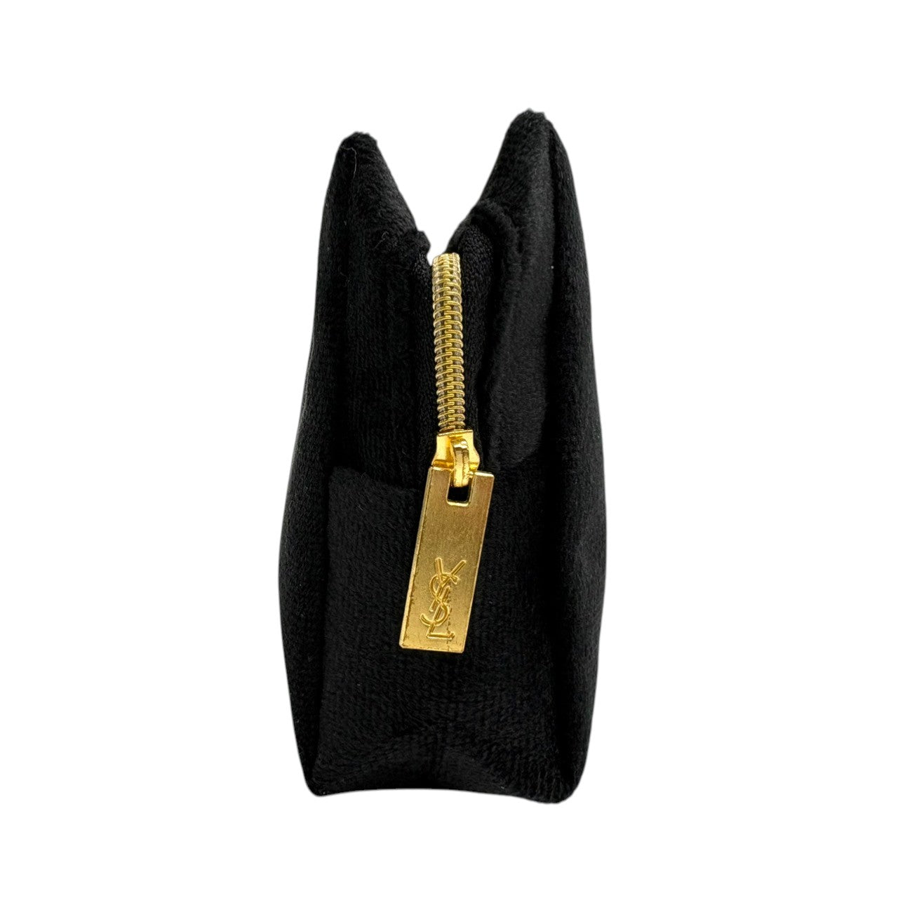 極美品 イヴサンローラン Yves Saint Laurent YSL ポーチ 化粧ポーチ コスメポーチ メイクポーチ 小物入れ ベロア ブラック 黒 ゴールド金具 ビッグロゴ 刺繍 クラシック エレガント ヴィンテージ ビンテージ 希少 レア w2