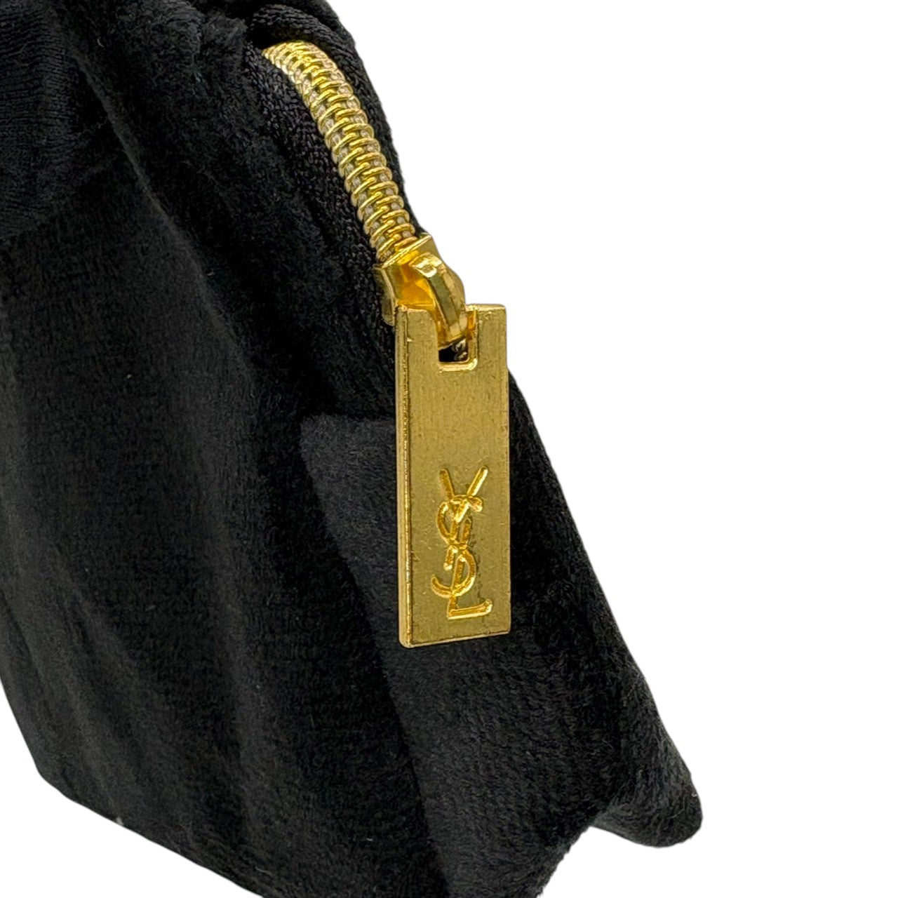 極美品 イヴサンローラン Yves Saint Laurent YSL ポーチ 化粧ポーチ コスメポーチ メイクポーチ 小物入れ ベロア ブラック 黒 ゴールド金具 ビッグロゴ 刺繍 クラシック エレガント ヴィンテージ ビンテージ 希少 レア w2
