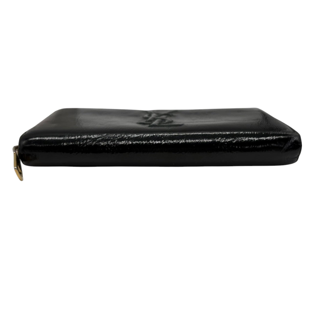 イヴサンローラン Yves Saint Laurent YSL 長財布 ラウンドジップ パテントレザー エナメル ブラック 黒 ゴールド金具 ビッグロゴ デカロゴ クラシック エレガント ヴィンテージ 希少 レア ウォレット レディース お出かけ w2