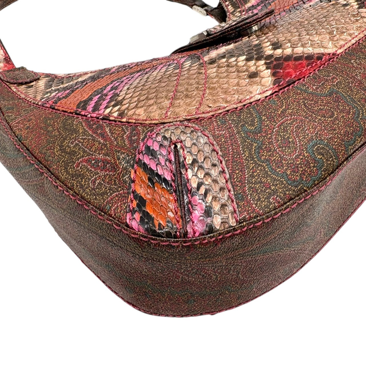 エトロ ETRO ハンドバッグ ワンショルダーバッグ ペイズリー柄 マルチカラー 型押しレザー 本革 ゴールド金具 クラシック エレガント 自立可 鞄 カバン レディース 上品 高級 お出かけ 行事 参観日 二次会 パーティー 希少 美品 s15