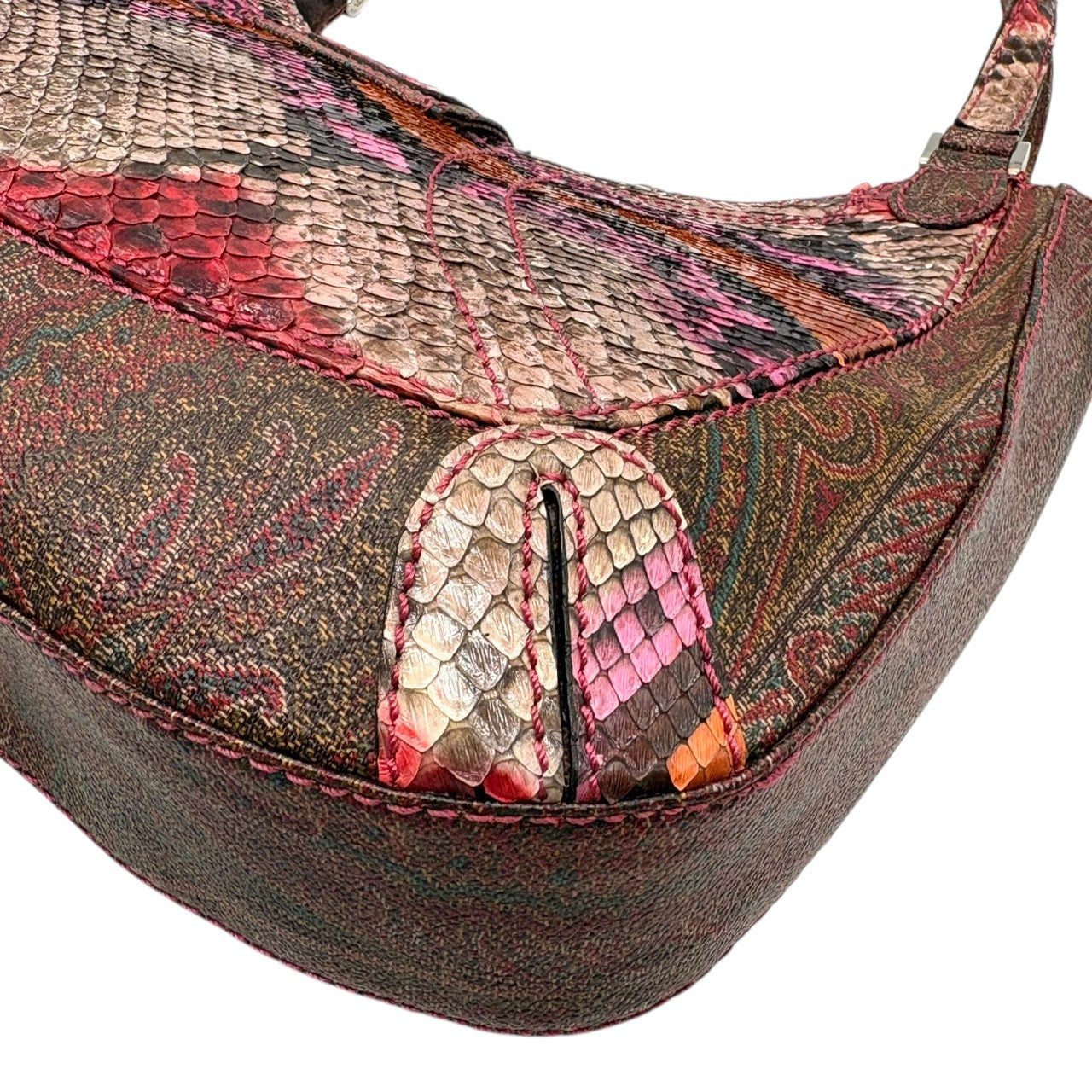 エトロ ETRO ハンドバッグ ワンショルダーバッグ ペイズリー柄 マルチカラー 型押しレザー 本革 ゴールド金具 クラシック エレガント 自立可 鞄 カバン レディース 上品 高級 お出かけ 行事 参観日 二次会 パーティー 希少 美品 s15