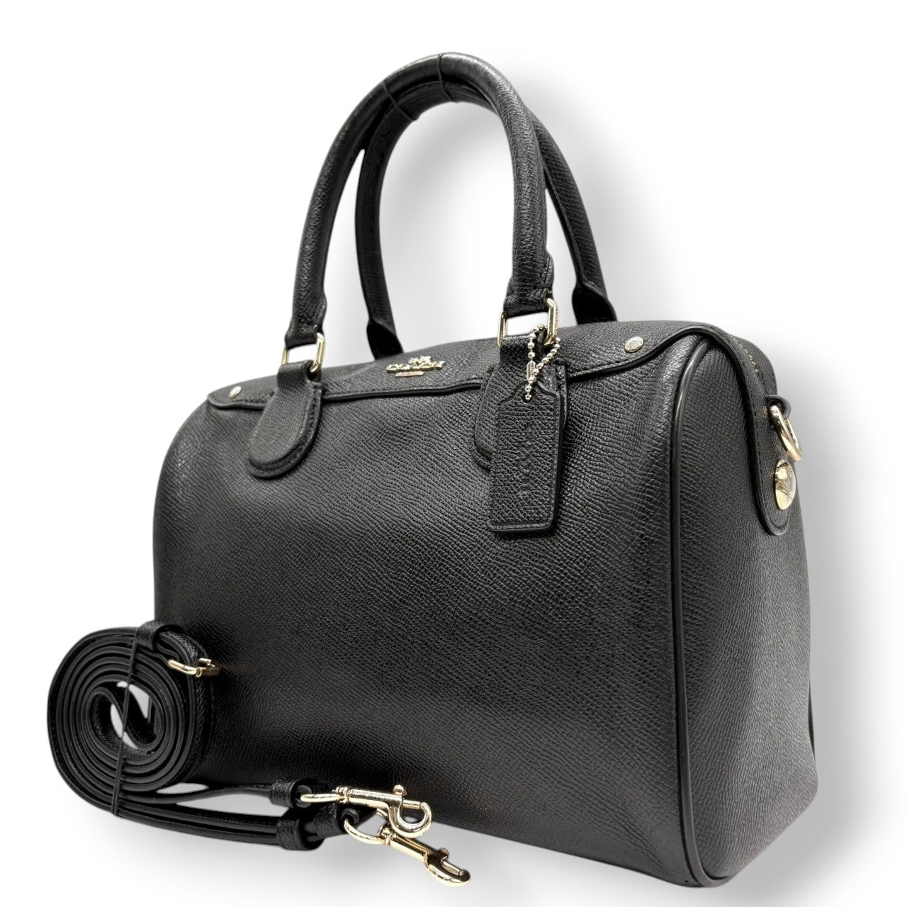 コーチ COACH 2WAY ハンドバッグ ショルダーバッグ ミニボストンバッグ ベネット サッチェル レザー 本革 ブラック 黒 ゴールド金具 斜め掛け可 自立可 クラシック エレガント 鞄 カバン レディース 上品 高級感 お出かけ 行事 s9