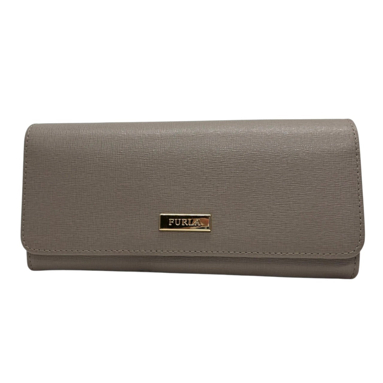 【極美品】フルラ FURLA 長財布 二つ折り フラップ サフィアーノ レザー グレー ゴールド金具 レディース メンズ ユニセックス ウォレット 財布 札入れ カードケース 大容量 シンプル エレガント クラシック 高級 華やか 状態良好 人気 w3
