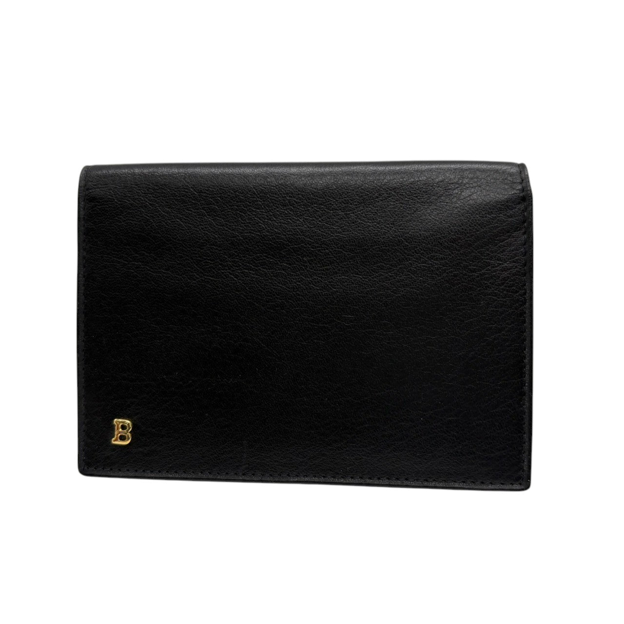 【美品】バリー BALLY カードケース 名刺入れ 定期入れ パスケース レザー 本革 ブラック 黒 ゴールド金具 二つ折り スリム 薄型 コンパクト レディース メンズ ユニセックス ビジネス 通勤 通学 シンプル エレガント クラシック 高級 w3