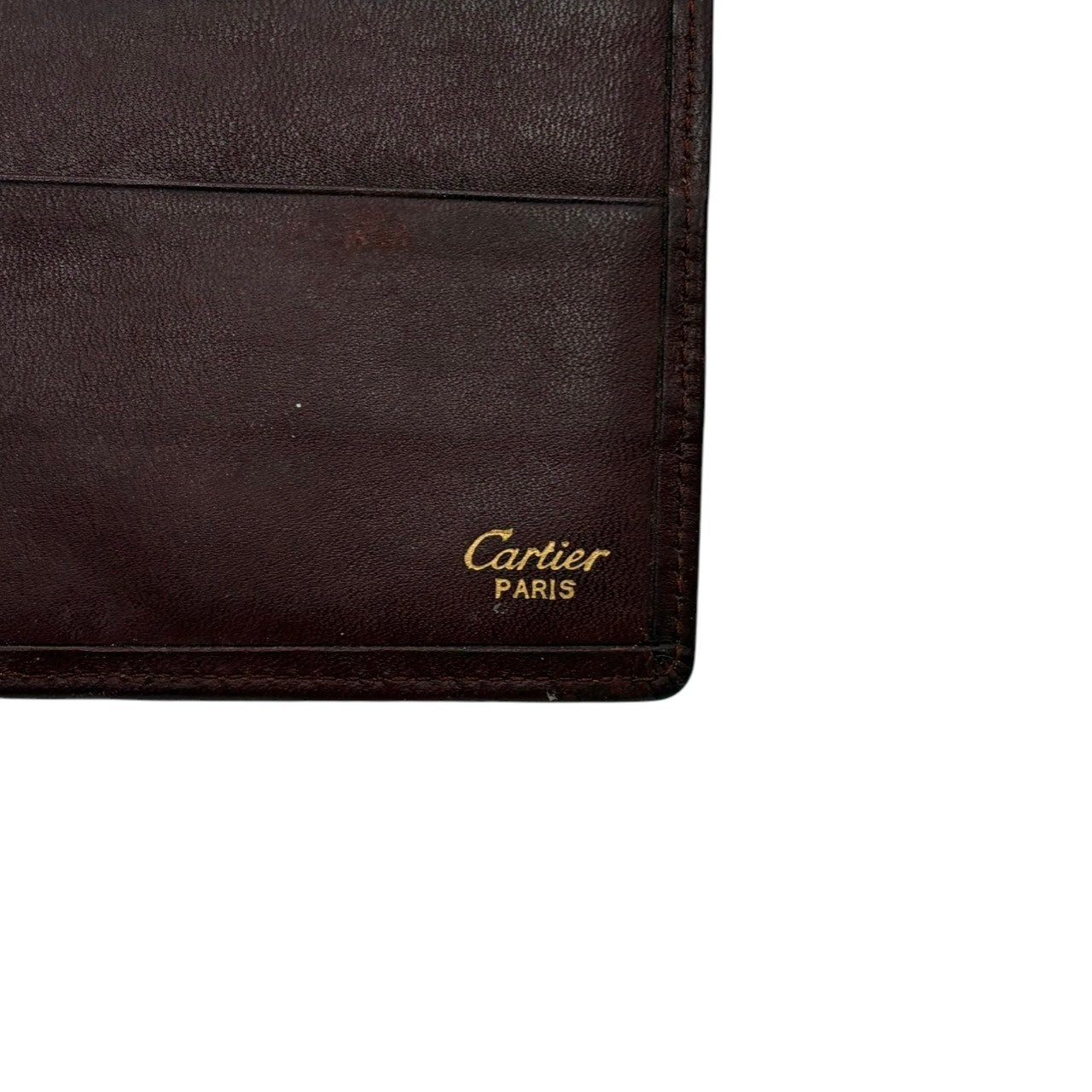 【美品／箱付】カルティエ Cartier 長財布 札入れ マストライン ボルドー レザー 本革 ゴールド金具 2Cロゴ ヴィンテージ ビンテージ クラシック エレガント スリム 薄型 レディース メンズ ユニセックス ウォレット カードケース 状態良好 w3