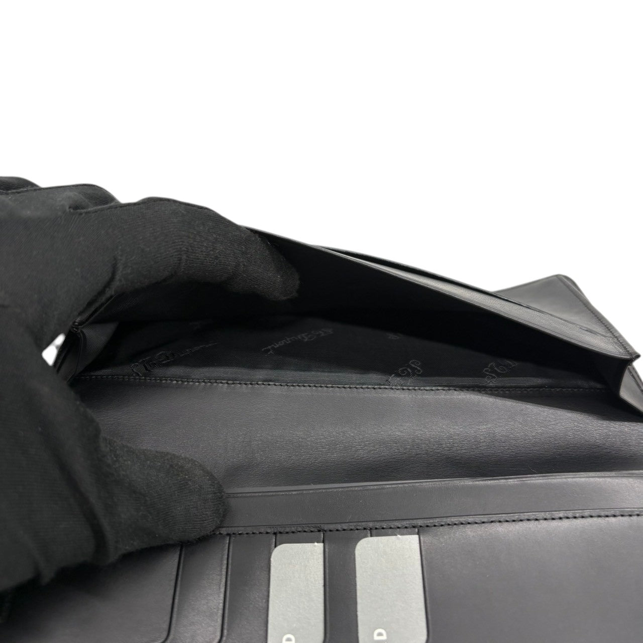 【極美品】エス・テー・デュポン S.T. Dupont 長財布 札入れ レザー 本革 ブラック 黒 ゴールド金具 Dロゴ ヴィンテージ クラシック エレガント スリム 薄型 ウォレット カードケース メンズ ギャランティカード 箱付 西ドイツ製 希少 通勤 ビジネス w3