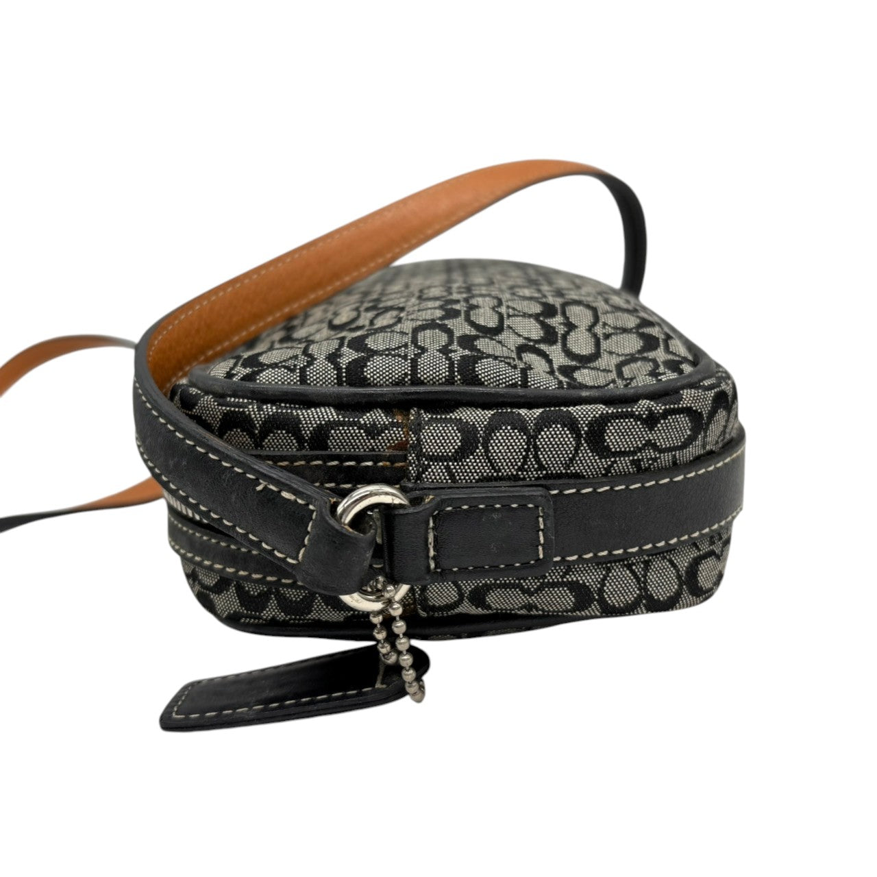 【良品】コーチ COACH ショルダーバッグ サコッシュ クロスボディ 斜め掛け可 ミニシグネチャー キャンバス レザー 本革 ブラック 黒 グレー シルバー金具 ミニバッグ ポシェット エレガント 鞄 カバン レディース 上品 高級 6341 s20