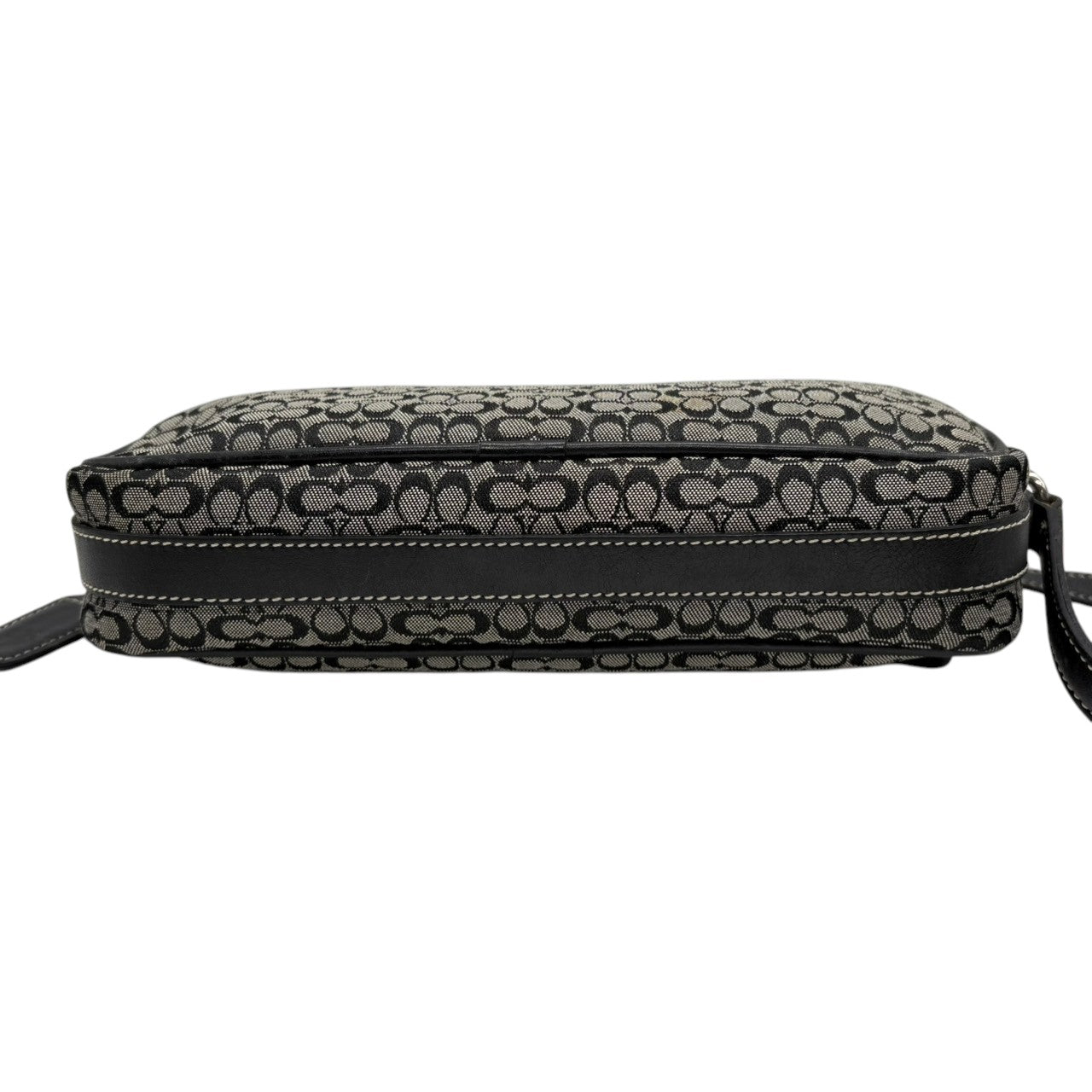 【良品】コーチ COACH ショルダーバッグ サコッシュ クロスボディ 斜め掛け可 ミニシグネチャー キャンバス レザー 本革 ブラック 黒 グレー シルバー金具 ミニバッグ ポシェット エレガント 鞄 カバン レディース 上品 高級 6341 s20