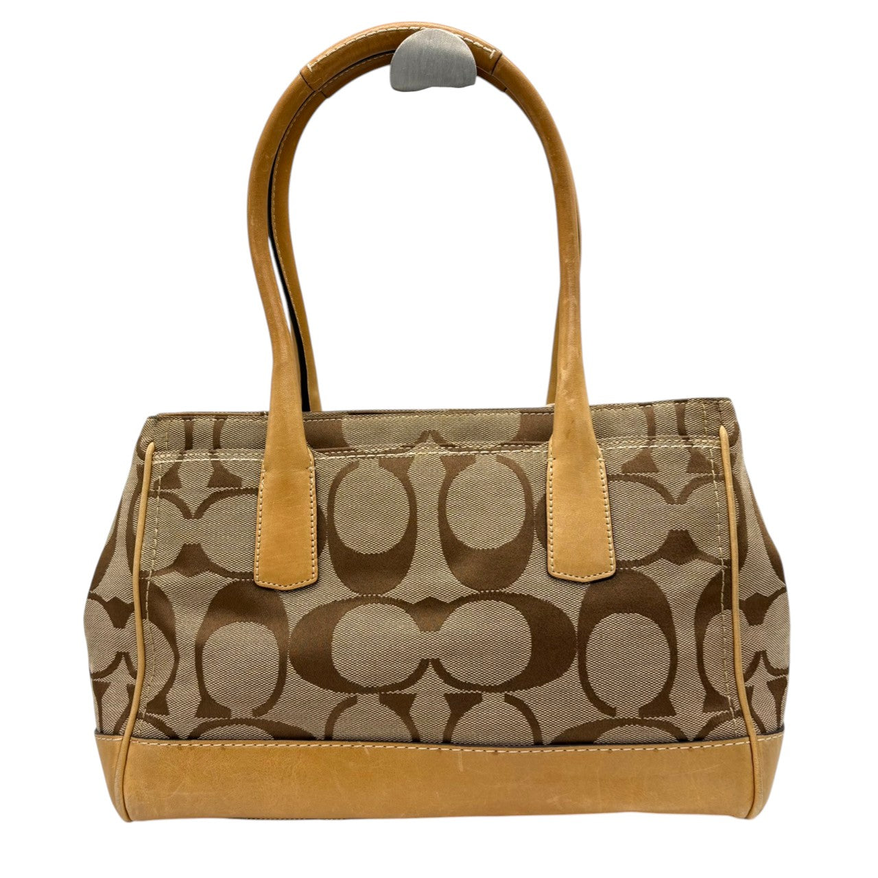 コーチ COACH ハンドバッグ トートバッグ シグネチャー キャンバス レザー 本革 ブラウン 茶色 ベージュ ゴールド金具 ワンショルダー 肩掛け 自立可 ターンロック スカーフチャーム 鞄 カバン レディース お出かけ 普段使い F12463 s20