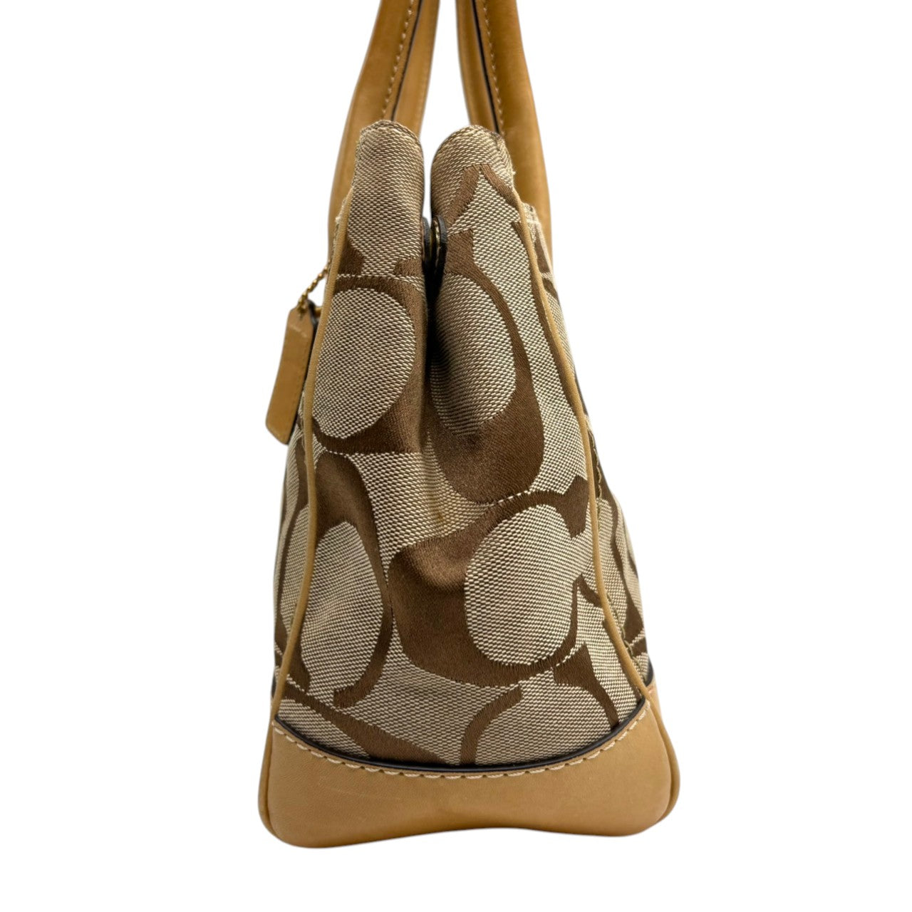 コーチ COACH ハンドバッグ トートバッグ シグネチャー キャンバス レザー 本革 ブラウン 茶色 ベージュ ゴールド金具 ワンショルダー 肩掛け 自立可 ターンロック スカーフチャーム 鞄 カバン レディース お出かけ 普段使い F12463 s20