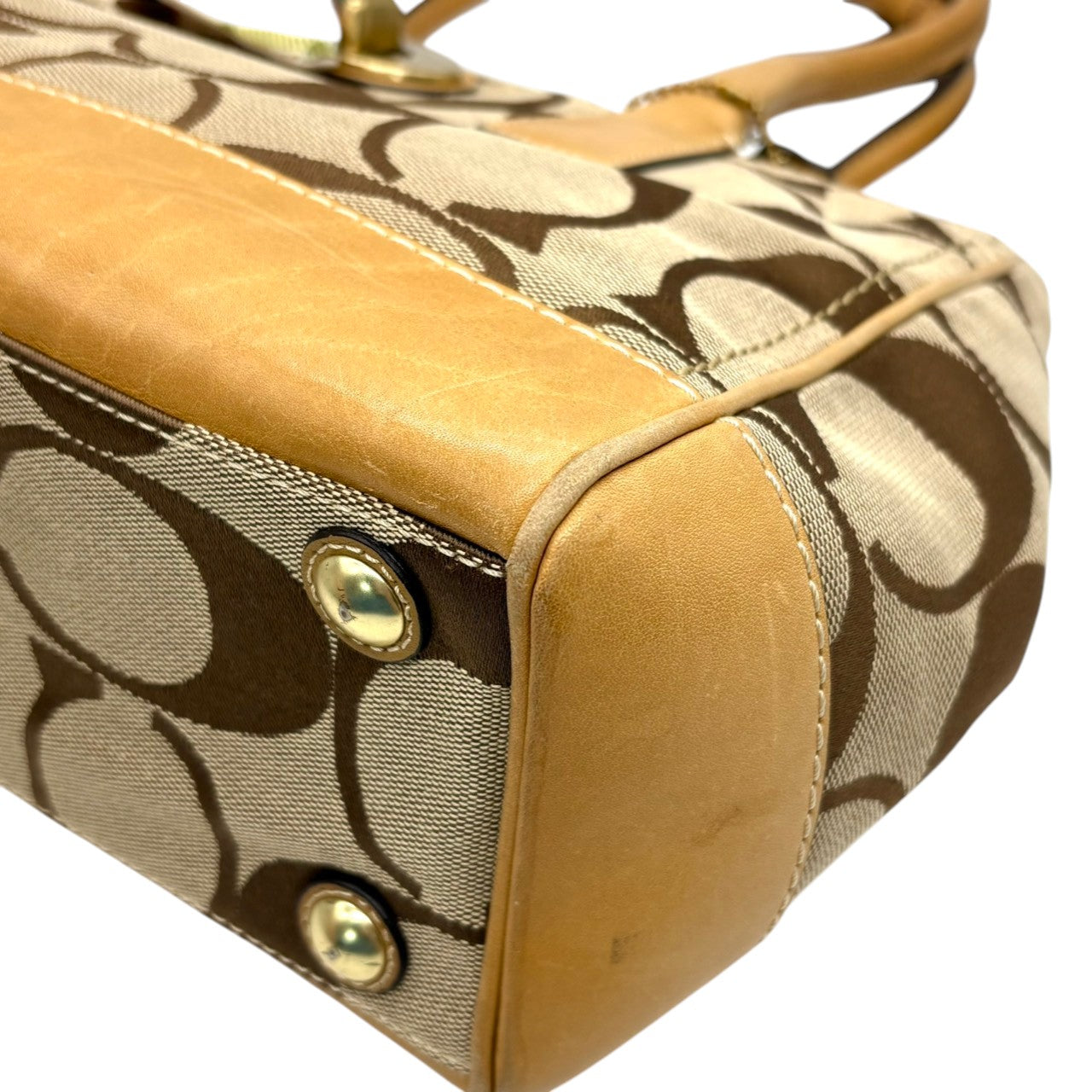 コーチ COACH ハンドバッグ トートバッグ シグネチャー キャンバス レザー 本革 ブラウン 茶色 ベージュ ゴールド金具 ワンショルダー 肩掛け 自立可 ターンロック スカーフチャーム 鞄 カバン レディース お出かけ 普段使い F12463 s20