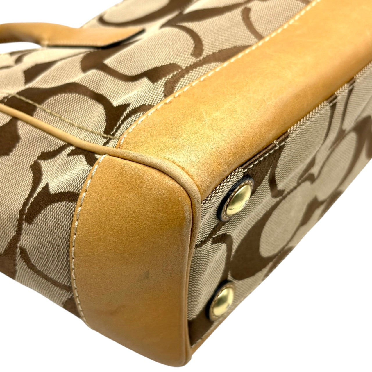 コーチ COACH ハンドバッグ トートバッグ シグネチャー キャンバス レザー 本革 ブラウン 茶色 ベージュ ゴールド金具 ワンショルダー 肩掛け 自立可 ターンロック スカーフチャーム 鞄 カバン レディース お出かけ 普段使い F12463 s20