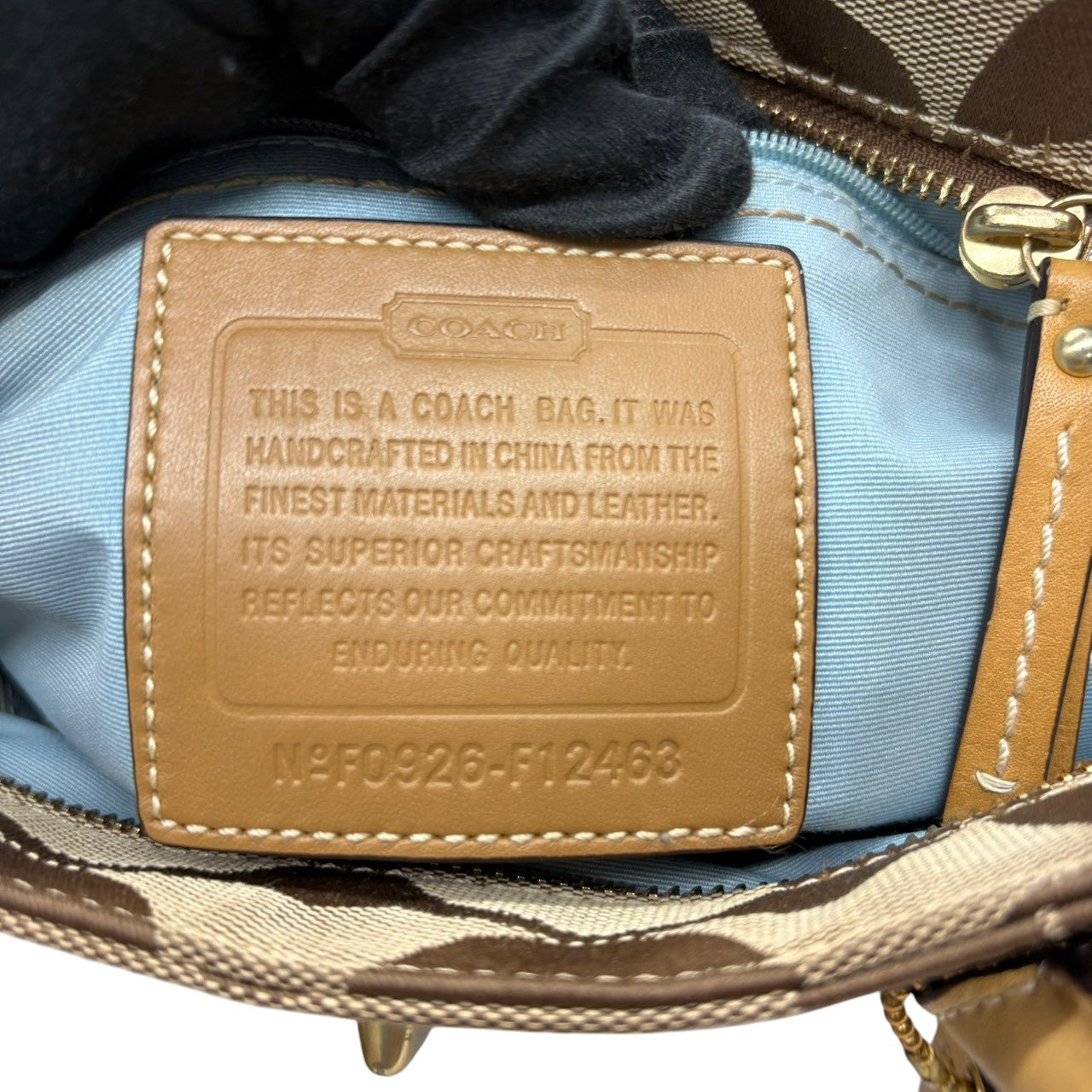コーチ COACH ハンドバッグ トートバッグ シグネチャー キャンバス レザー 本革 ブラウン 茶色 ベージュ ゴールド金具 ワンショルダー 肩掛け 自立可 ターンロック スカーフチャーム 鞄 カバン レディース お出かけ 普段使い F12463 s20