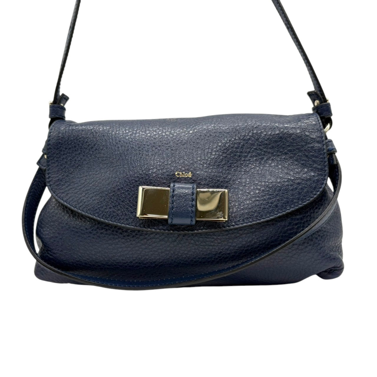 【極美品】クロエ Chloe リリィ 2WAY ハンドバッグ ショルダーバッグ ポシェット リリィ リボン レザー 本革 ネイビー 紺 ゴールド 金具 斜め掛け可 ミニバッグ カバン 鞄 レディース エレガント 上品 華やか 状態良好 希少 レア s20