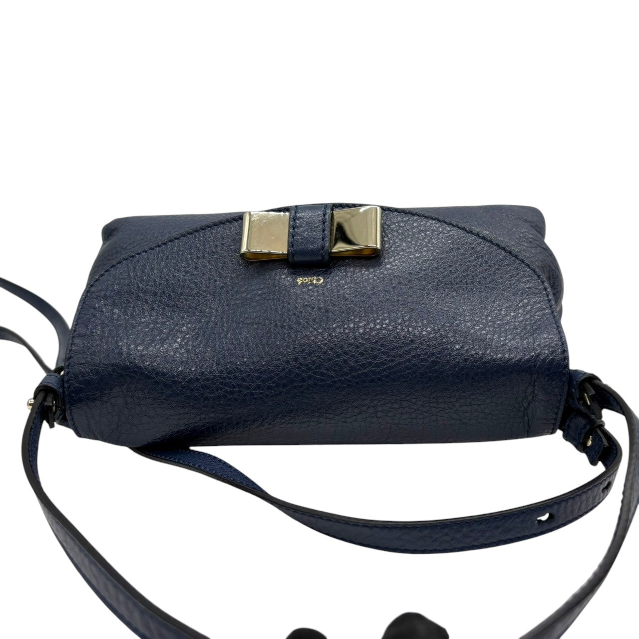 【極美品】クロエ Chloe リリィ 2WAY ハンドバッグ ショルダーバッグ ポシェット リリィ リボン レザー 本革 ネイビー 紺 ゴールド 金具 斜め掛け可 ミニバッグ カバン 鞄 レディース エレガント 上品 華やか 状態良好 希少 レア s20