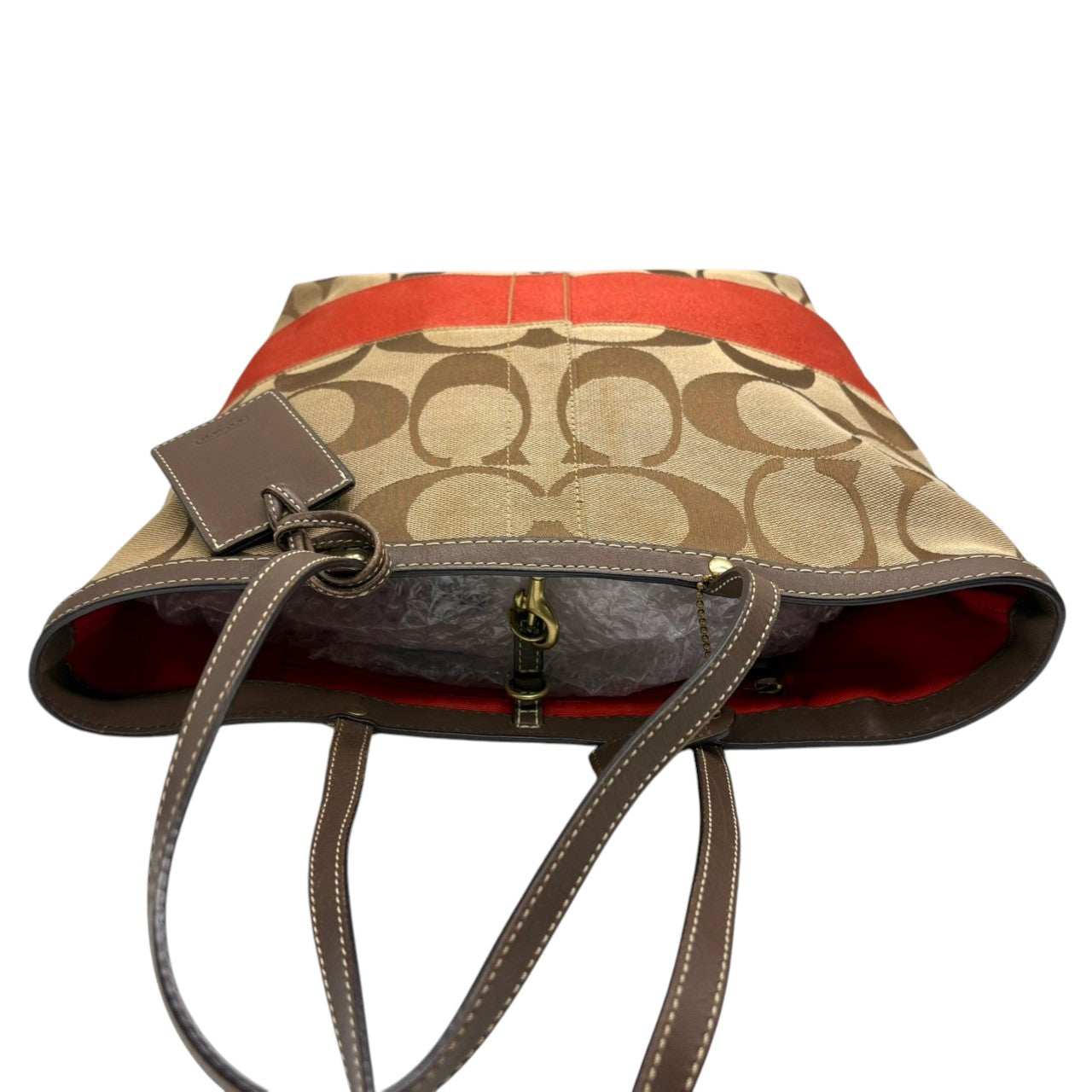 コーチ COACH トートバッグ ワンショルダー 自立可 シグネチャー キャンバス レザー ブラウン 茶色 オレンジ レディース エレガント クラシック カジュアル お出かけ デイリーユース 通学 マチあり 定番 人気 カバン 鞄 ロゴ ゴールド金具 s20
