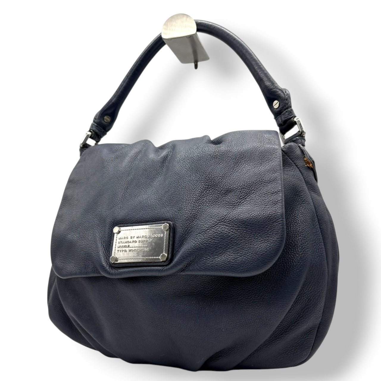 マークバイマークジェイコブス Y2K MARC BY MARC JACOBS ハンドバッグ レザー 本革 ブルー ネイビー 青 紺色 レディース エレガント クラシック カジュアル デイリー フラップ ロゴ シルバー金具 お出かけ 上品 シンプル 鞄 s20