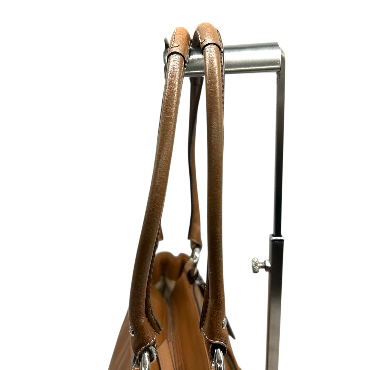 美品 コーチ COACH パーク レザー キャリーオール トートバッグ ショルダーバッグ F19728 本革 キャメル ライトブラウン 茶 A4収納可 肩掛け ワンショルダー シルバー金具 チャーム付 通勤 通学 ビジネス レディース E6