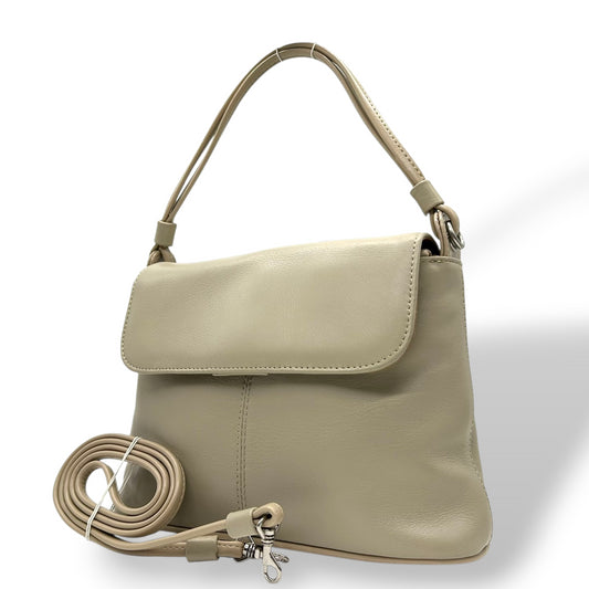 【美品】ヴィンチェンツォ ヴァレンティノ VINCENZO VALENTINO ハンドバッグ ショルダーバッグ 2WAY 斜め掛け可 レザー 本革 ベージュ グレージュ イタリア製 レディース フォーマル エレガント クラシック s93