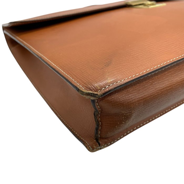 LOEWE ロエベ アナグラム エンボス レザー ビジネスバッグ ブリーフケース ブラウン ゴールド金具 ヴィンテージ k13