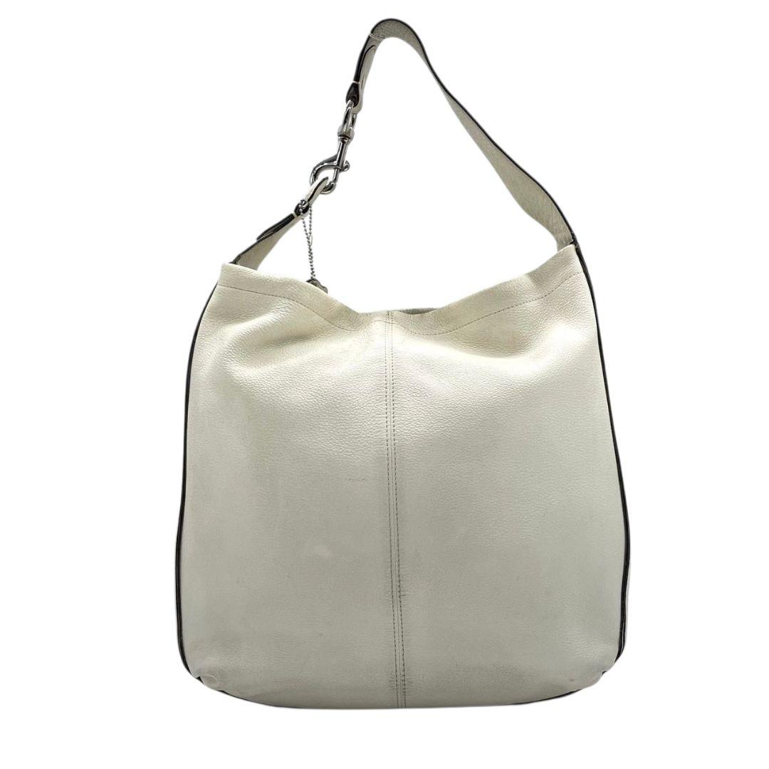 コーチ　ハンドバッグ　白　ワンショルダー　ホーボー　A4収納　COACH　T4　トートバッグ　レザー　本革　肩掛け可　肩かけ可　シルバー金具　ロゴタグ　ロゴプレート　F31287　ホワイト