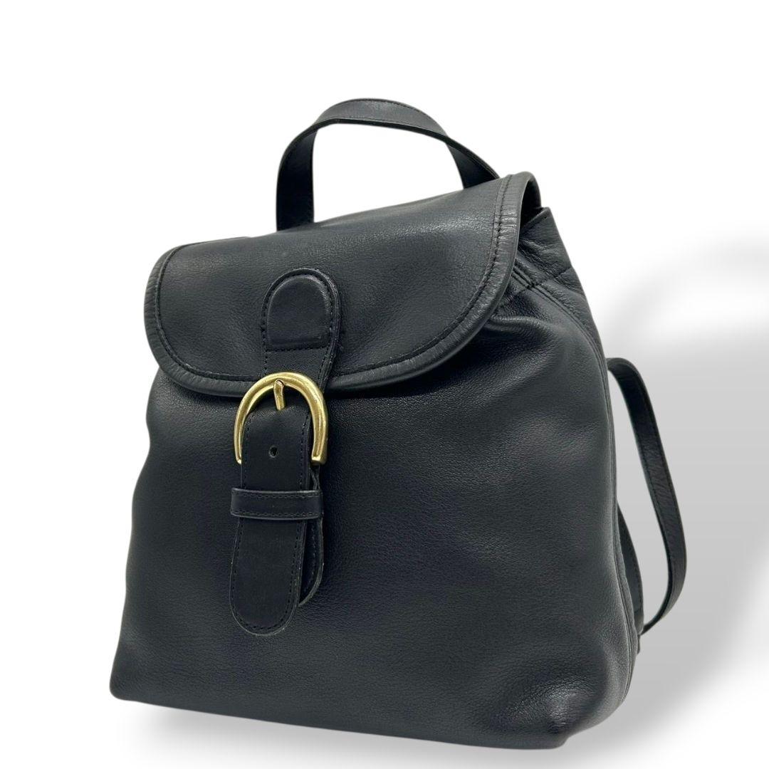 コーチ　バックパック　黒　オールドコーチ　フラップ　ミニ　レザー　本革　s79　リュックサック　ブラック　ゴールド金具　ヴィンテージ　H5C-4152　COACH　オシャレ　本物保証　鑑定済