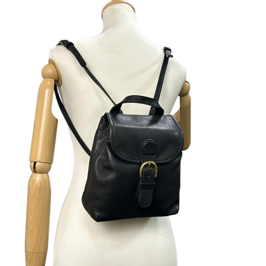 コーチ　バックパック　黒　オールドコーチ　フラップ　ミニ　レザー　本革　s79　リュックサック　ブラック　ゴールド金具　ヴィンテージ　H5C-4152　COACH　オシャレ　本物保証　鑑定済