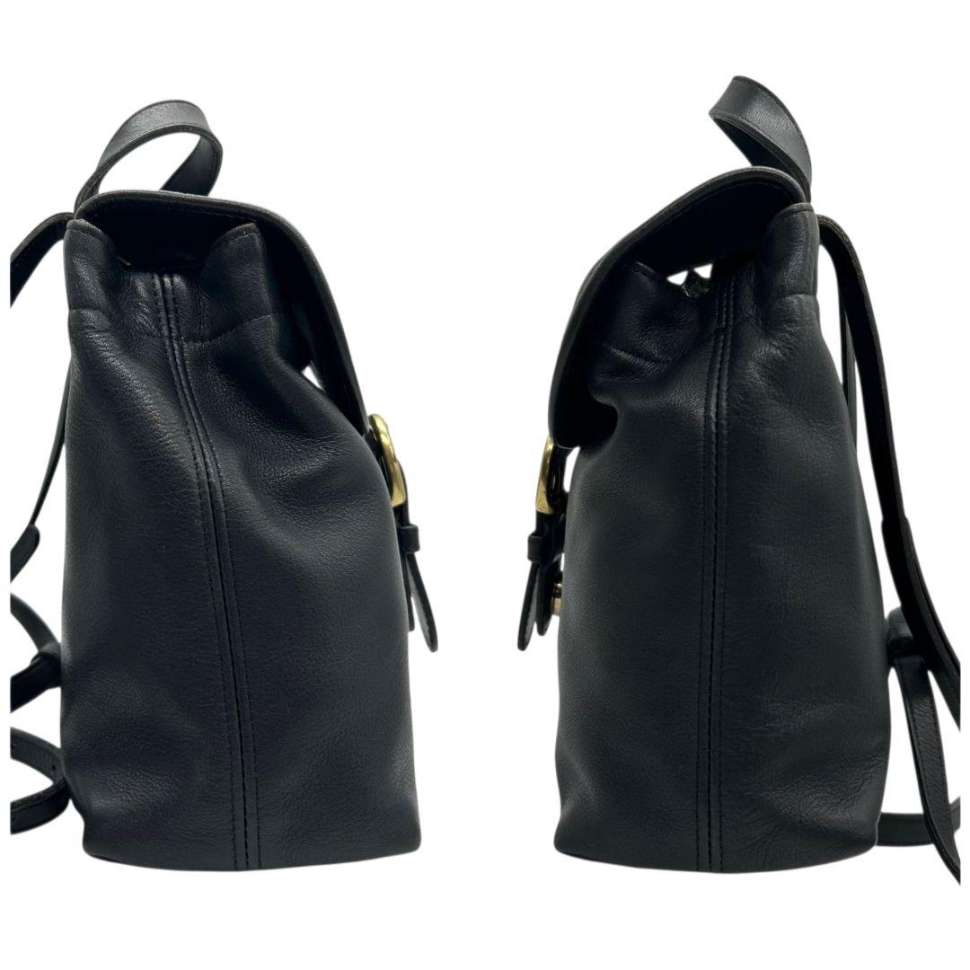 コーチ　バックパック　黒　オールドコーチ　フラップ　ミニ　レザー　本革　s79　リュックサック　ブラック　ゴールド金具　ヴィンテージ　H5C-4152　COACH　オシャレ　本物保証　鑑定済