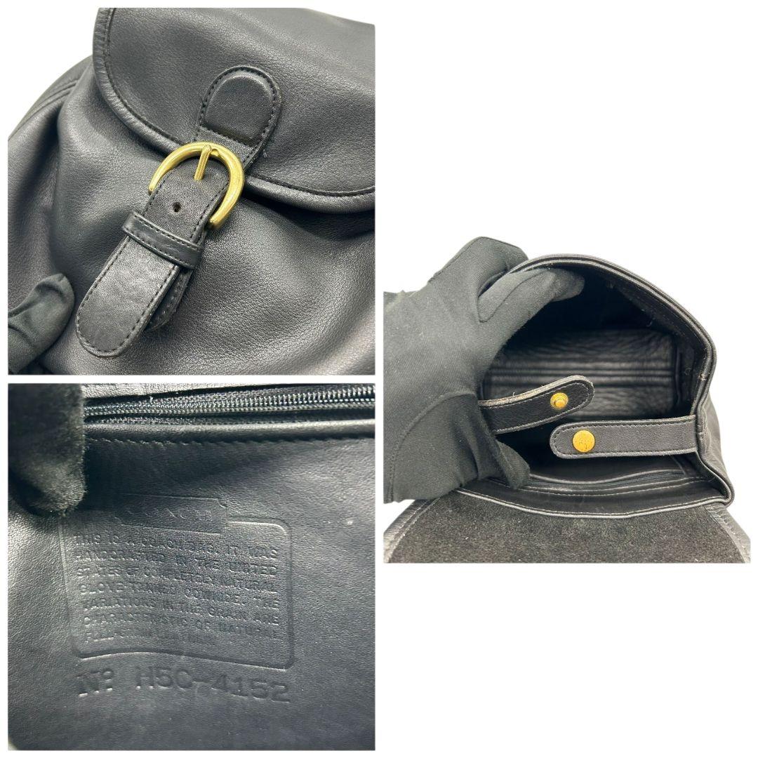 コーチ　バックパック　黒　オールドコーチ　フラップ　ミニ　レザー　本革　s79　リュックサック　ブラック　ゴールド金具　ヴィンテージ　H5C-4152　COACH　オシャレ　本物保証　鑑定済