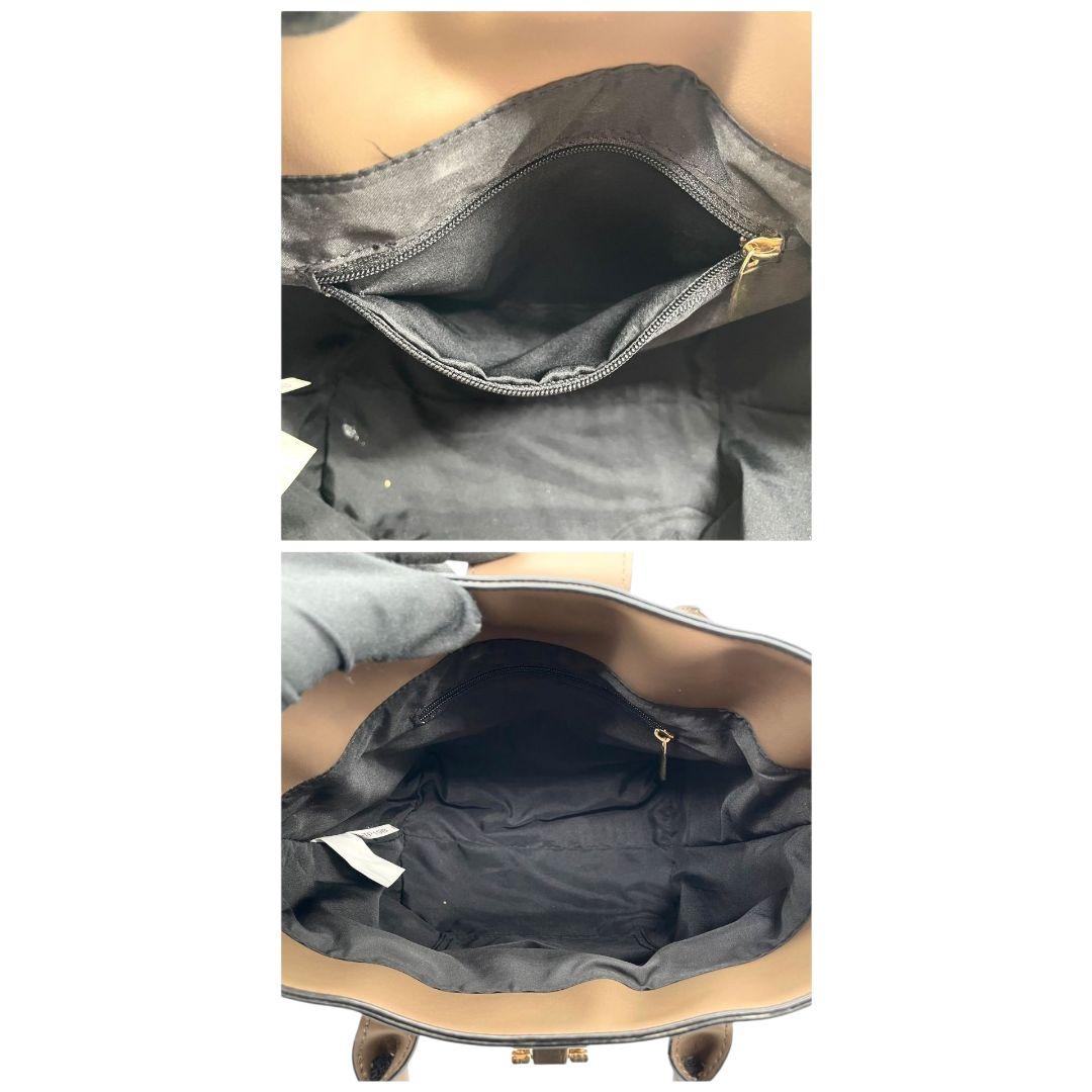 ノーブランド　ハンドバッグ　茶　フラップ　2way　レザー　s69　ショルダーバッグ　トートバッグ　斜め掛け可　本革　ゴールド金具　ターンロック　ブラウン