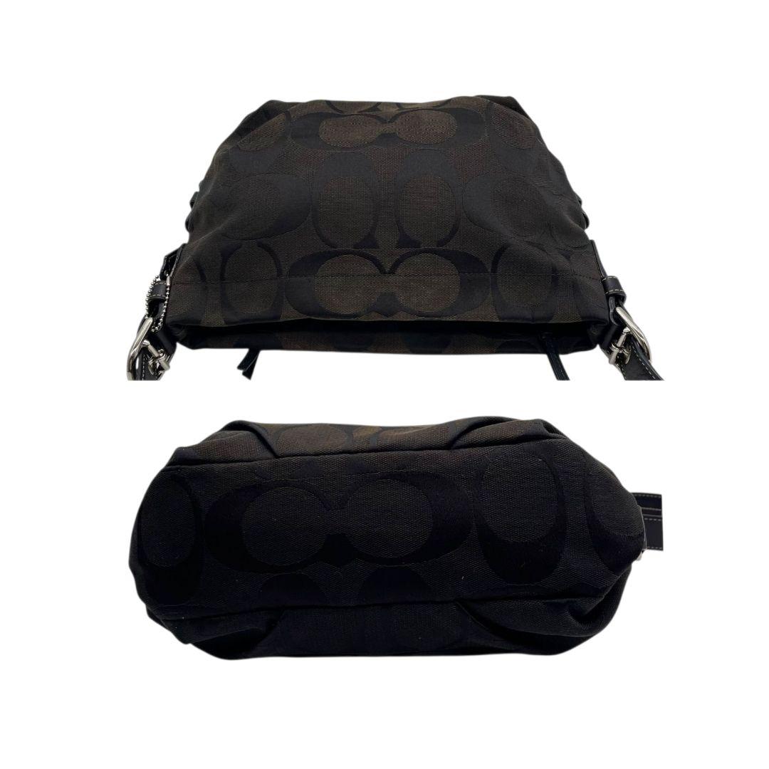 コーチ　ショルダーバッグ　黒　シグネチャー　斜め掛け可　キャンバス　T8　COACH　レザー　本革　ロゴタグ　シルバー金具　F15068　ブラック