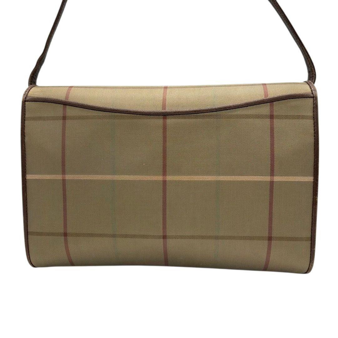 バーバリー ショルダーバッグ 茶 ブラウン ベージュ ノバチェック フラップ 斜め掛け可 ナイロン レザー 本革 ロゴプレート シルバー金具 Burberrys’ おしゃれ 本物保証 鑑定済 スピード発送