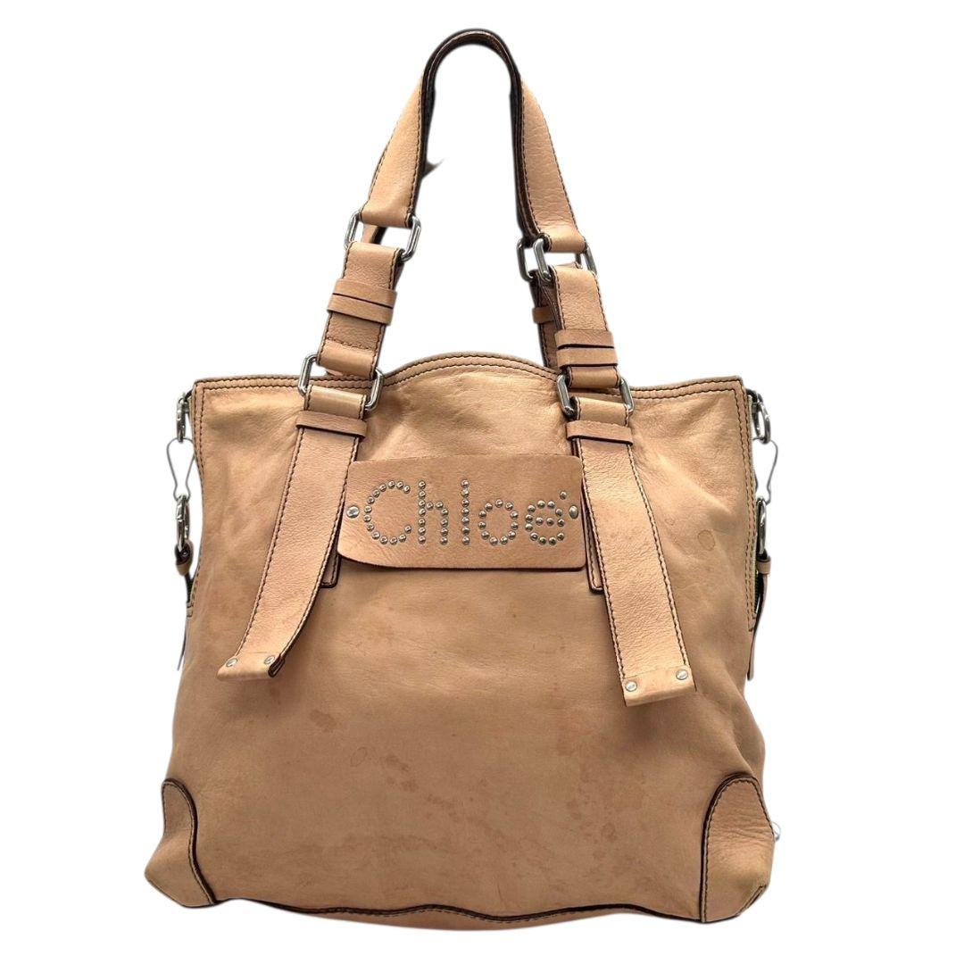 Chloe クロエ トートバッグ ベージュ レザー 本革 ワンショルダー ハンドバッグ A4収納 肩掛け可 肩かけ可 シルバー金具 s33 ブランドロゴ 上品 高級感