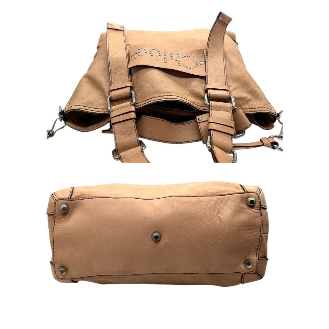 Chloe クロエ トートバッグ ベージュ レザー 本革 ワンショルダー ハンドバッグ A4収納 肩掛け可 肩かけ可 シルバー金具 s33 ブランドロゴ 上品 高級感