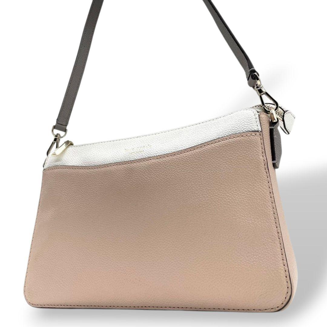 ケイトスペード ショルダーバッグ ピンク バイカラー s4 斜め掛け可 レザー 本革 ホワイト グレー シルバー金具 kate spade レディース