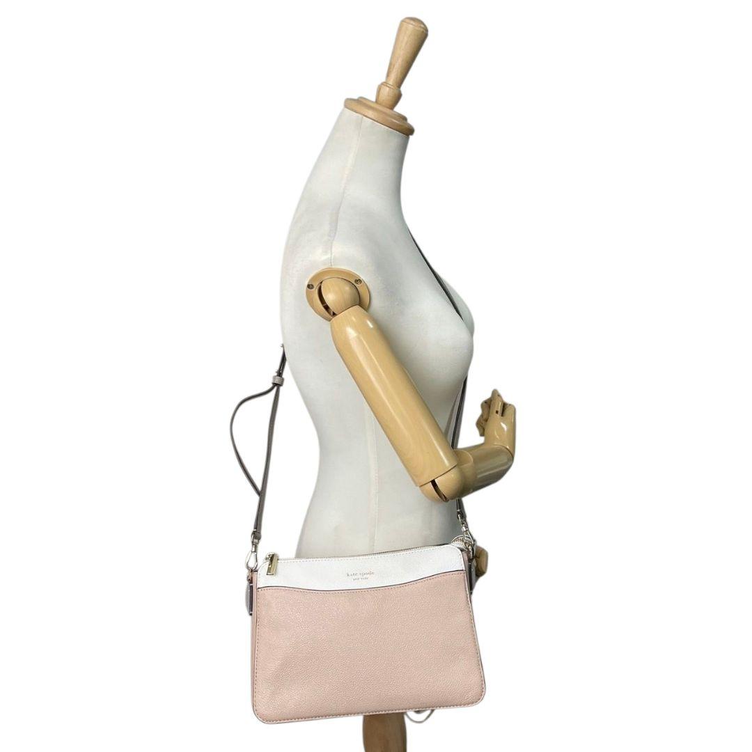ケイトスペード ショルダーバッグ ピンク バイカラー s4 斜め掛け可 レザー 本革 ホワイト グレー シルバー金具 kate spade レディース