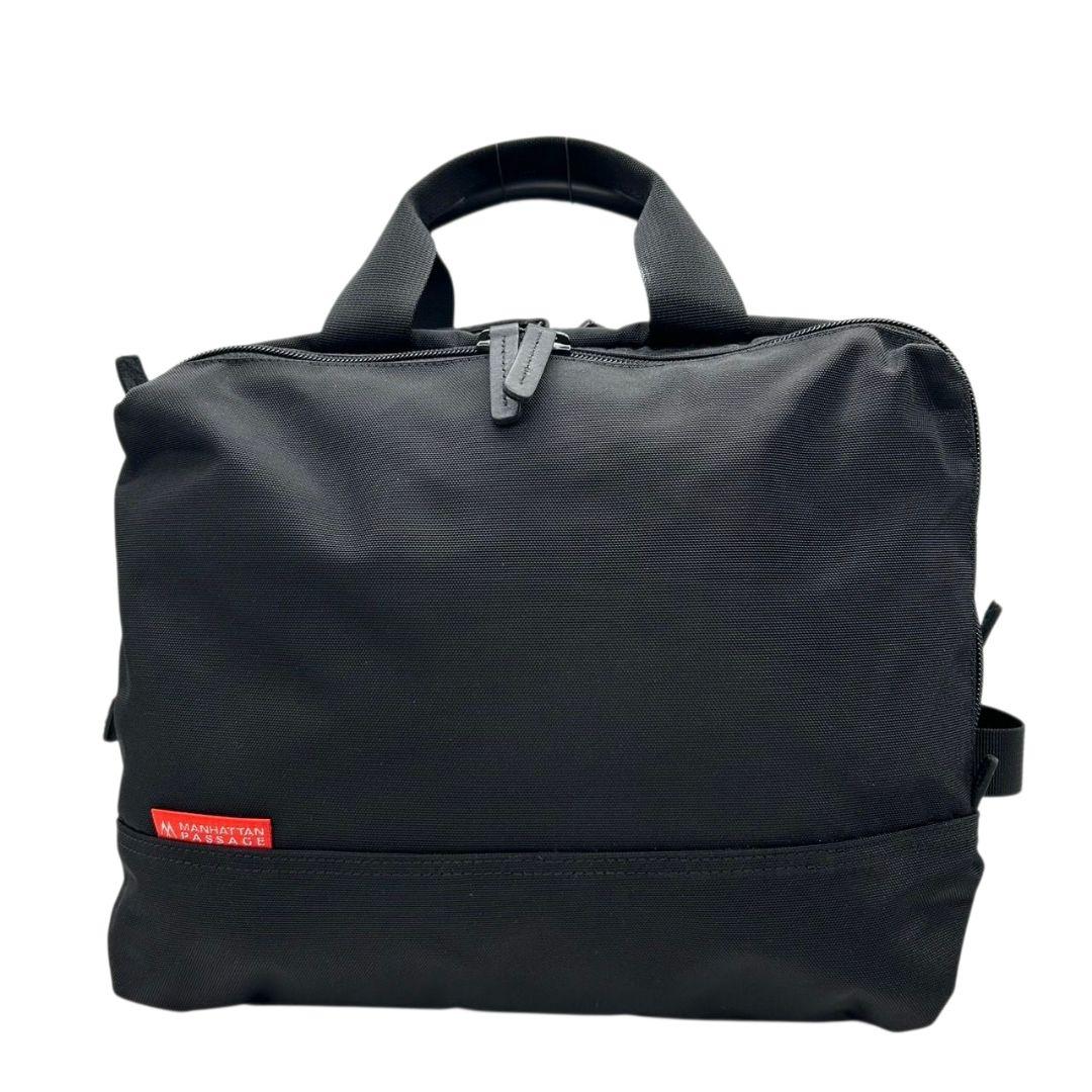 美品 マンハッタンパッセージ ビジネスバッグ 黒 ブラック 2way トートバッグ ハンドバッグ ショルダーバッグ ナイロン 斜め掛け可 自立可 ロゴタグ 軽量 通勤 通学 MANHATTAN PASSAGE X