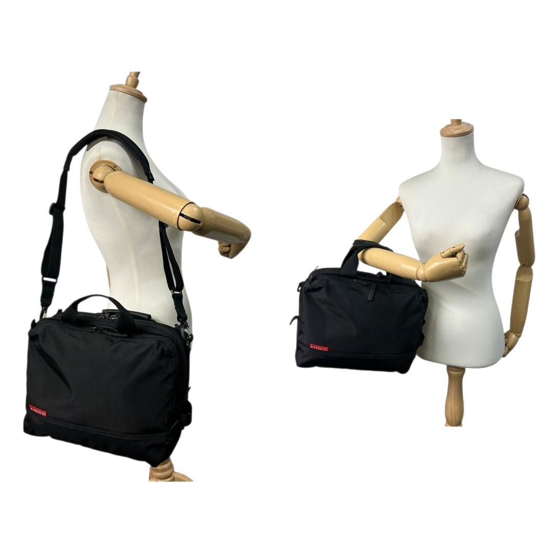 美品 マンハッタンパッセージ ビジネスバッグ 黒 ブラック 2way トートバッグ ハンドバッグ ショルダーバッグ ナイロン 斜め掛け可 自立可 ロゴタグ 軽量 通勤 通学 MANHATTAN PASSAGE X