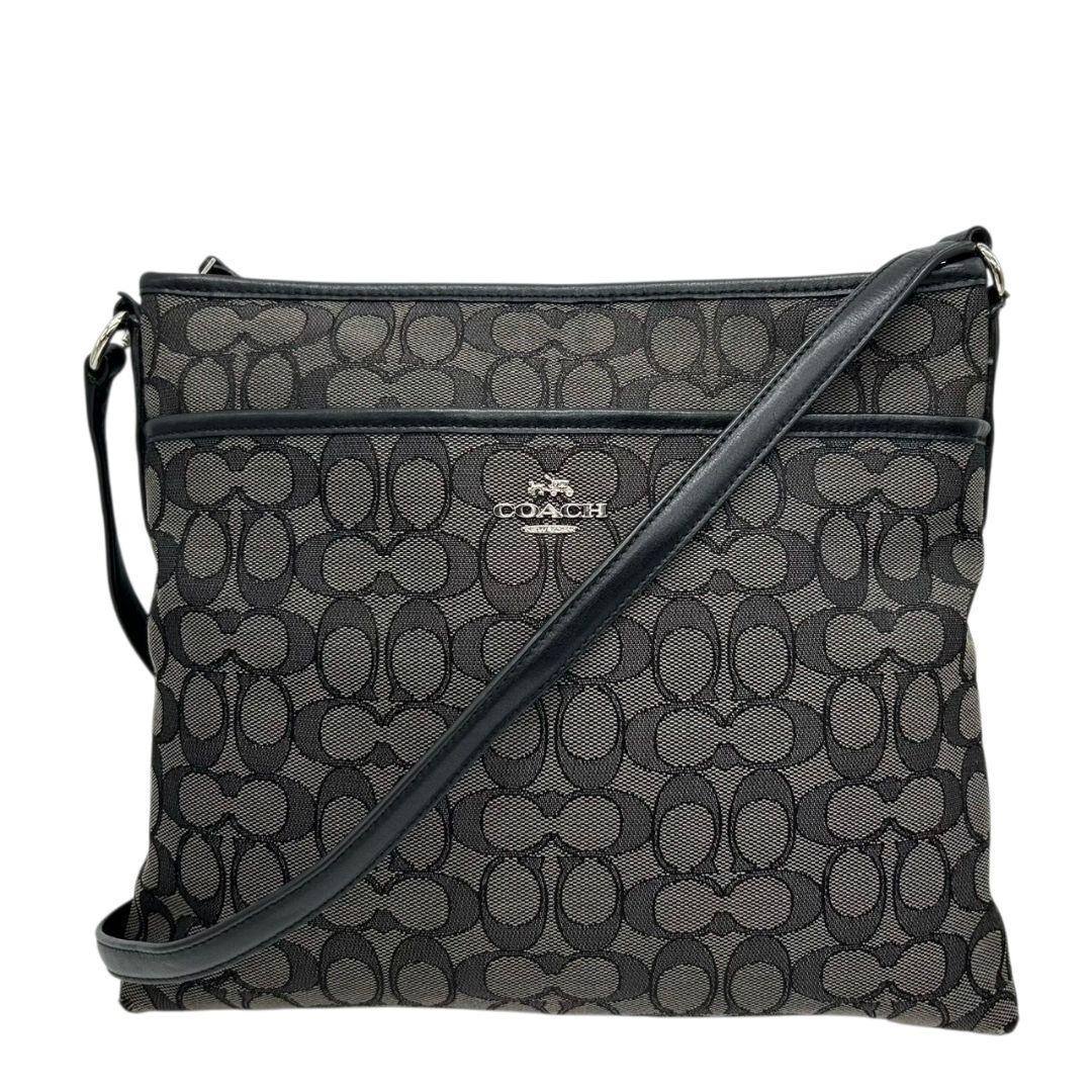 コーチ ショルダーバッグ 黒 ブラック シグネチャー ファイルバッグ 斜め掛け可 キャンバス シルバー金具 ロゴ s63 COACH F58285 メンズ レディース 人気モデル