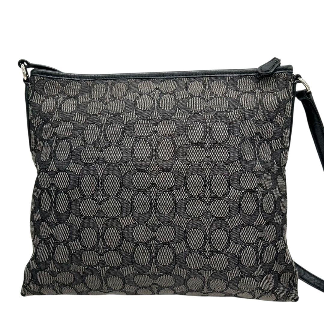 コーチ ショルダーバッグ 黒 ブラック シグネチャー ファイルバッグ 斜め掛け可 キャンバス シルバー金具 ロゴ s63 COACH F58285 メンズ レディース 人気モデル