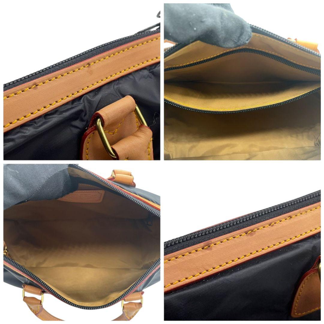 ハンティングワールド トートバッグ 紺 2way 斜め掛け可 ロゴ ナイロン レザー 本革 ボストンバッグ A4収納 ビジネスバッグ ショルダーバッグ ネイビー ゴールド金具 HUNTING WORLD s11