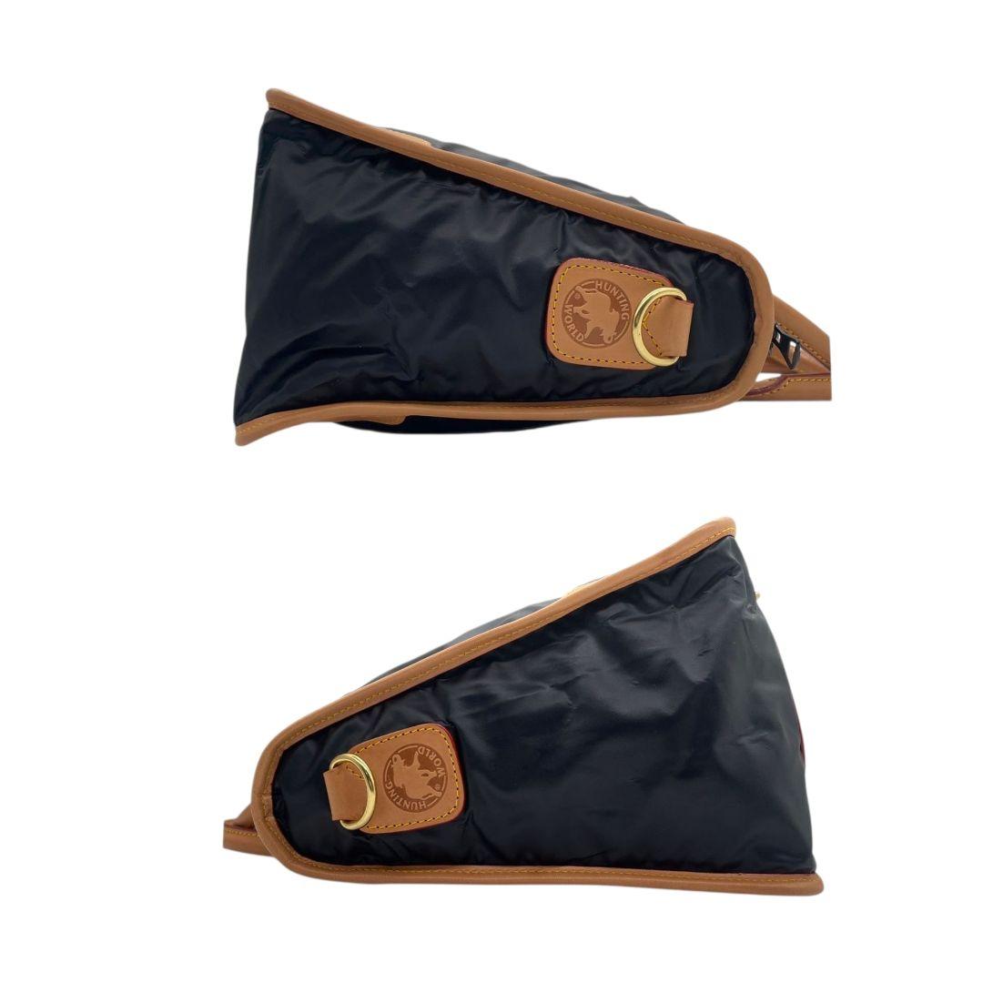 ハンティングワールド トートバッグ 紺 2way 斜め掛け可 ロゴ ナイロン レザー 本革 ボストンバッグ A4収納 ビジネスバッグ ショルダーバッグ ネイビー ゴールド金具 HUNTING WORLD s11