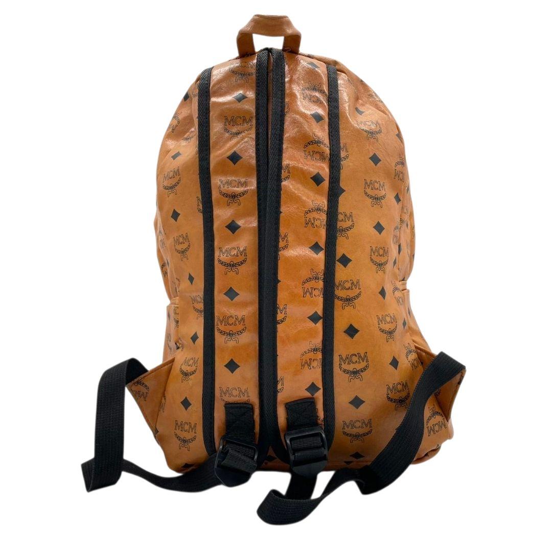 エムシーエム MCM バックパック ヴィセトス柄 茶 ブラウン A4収納 スタッズ レザー 本革 リュックサック T2